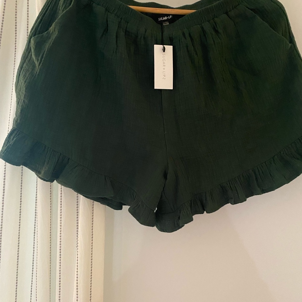 Sugarlips Women's Green Ruffle Shorts